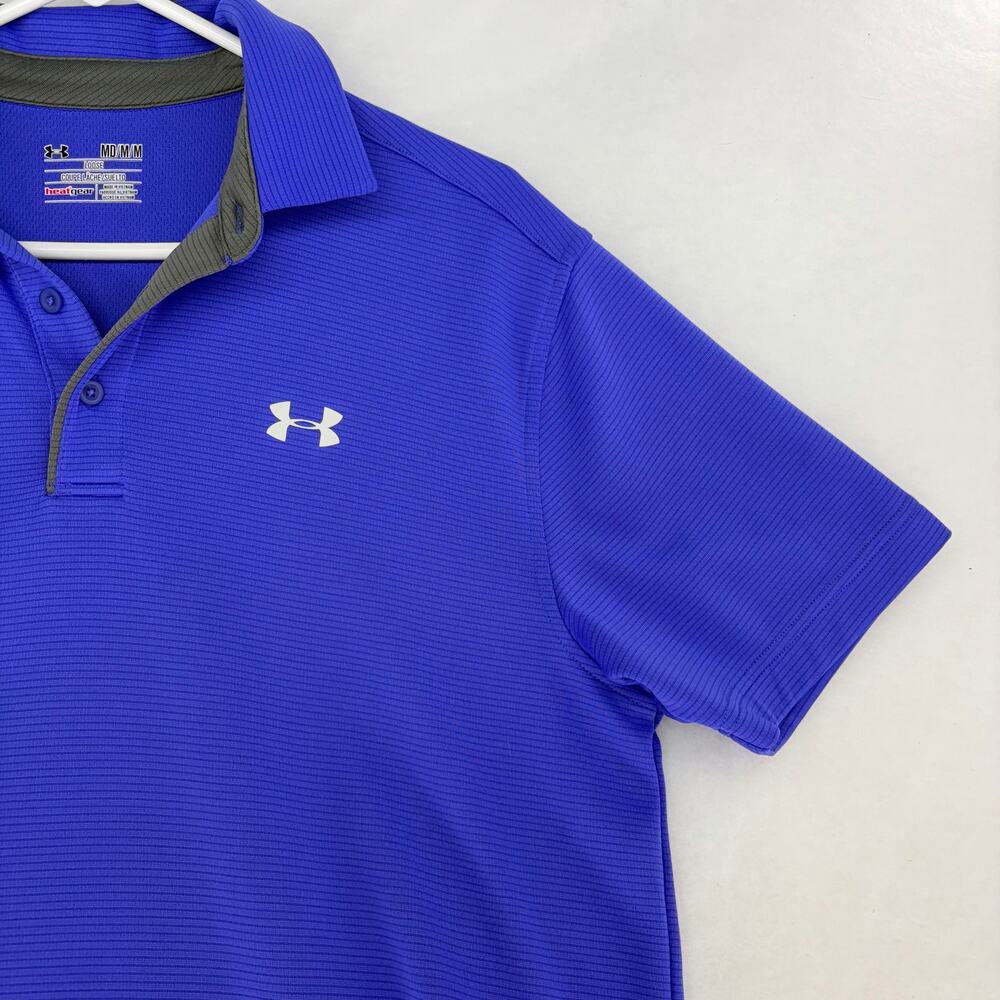 Under Armour Men's UA Tech Polo Purple HeatGear Loose Fit Medium - Picture 8 of 14